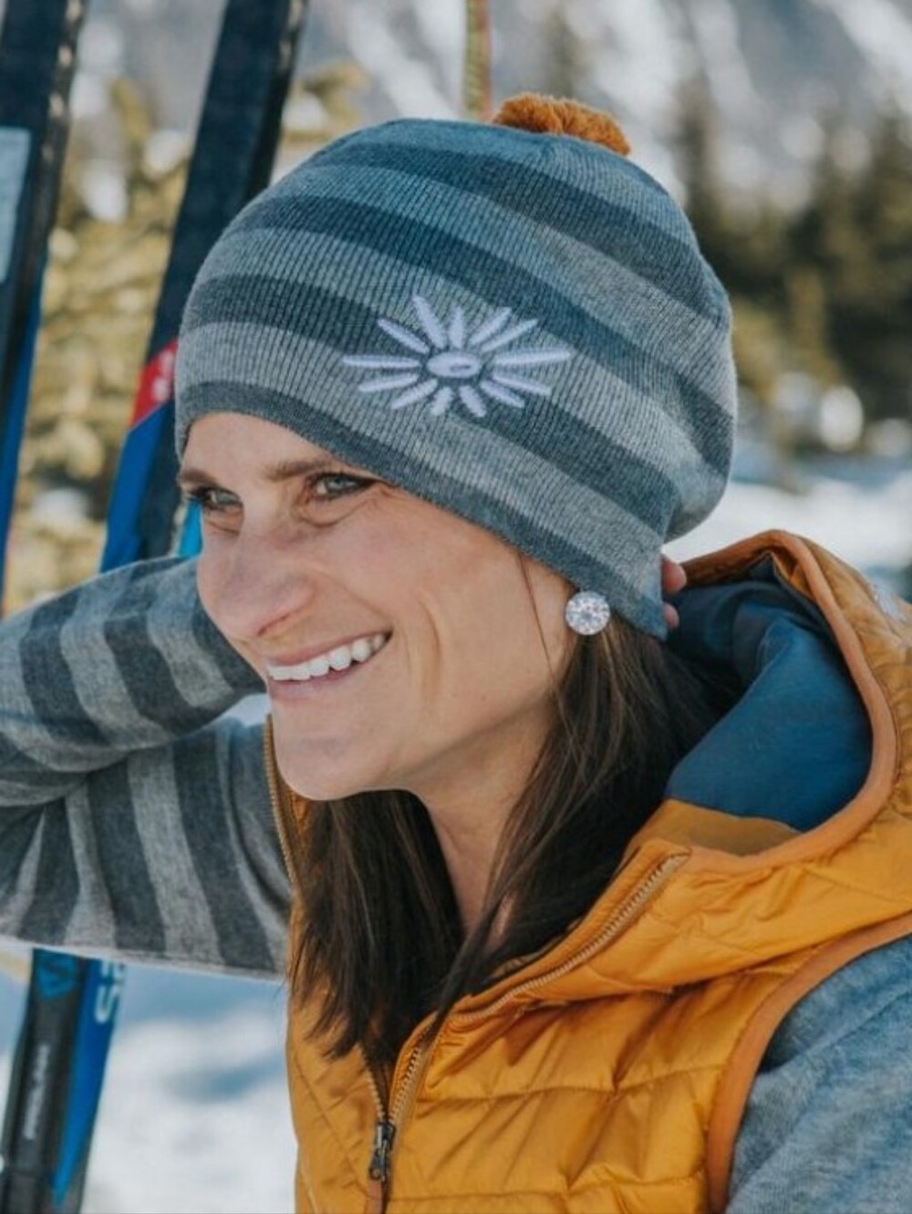 SKHOOP NINA BEANIE Graphite Wool Cotton Gray Orange Cold Winter Hat Sweden